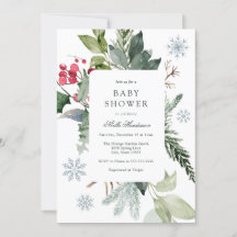 Nieve de invierno y Baby Shower Evergreen