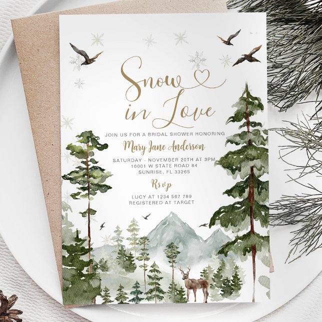 Invitación Nieve de pino silvestre enamorada ducha de novias  (Subido por el creador)