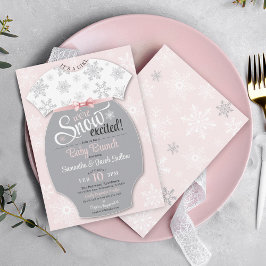 Invitación Nieve emocionada Bebé Brunch Llave De Nieve Rosa E