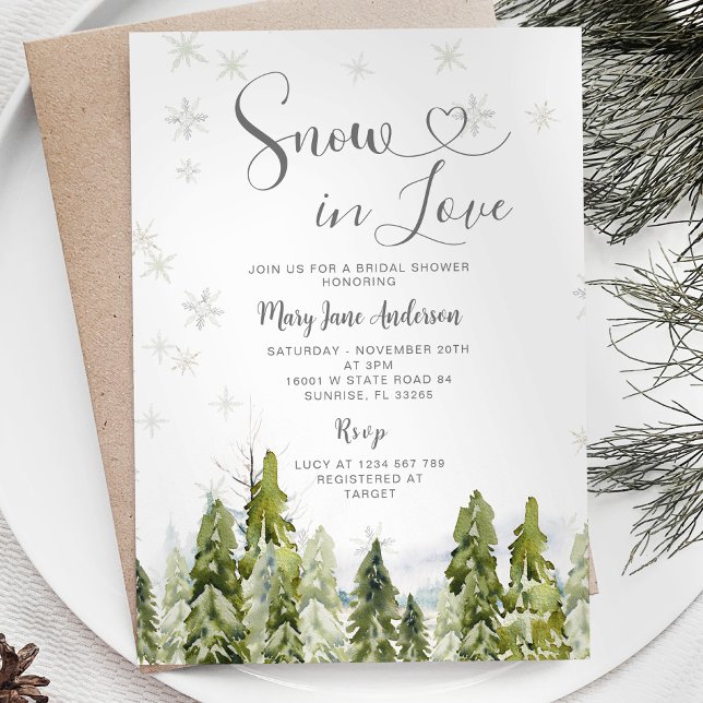 Invitación Nieve en amor Árboles invernales ducha de novias (Subido por el creador)