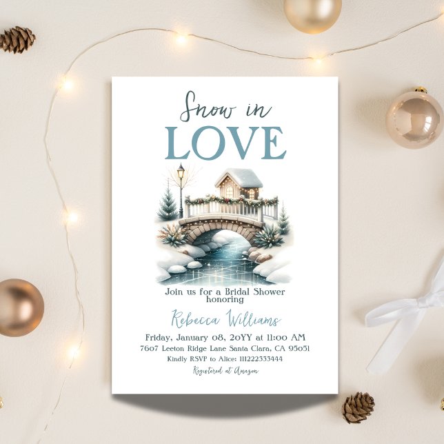 Invitación Nieve en amor Blue Winter Bridal Shower (Subido por el creador)