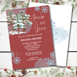 Invitación Nieve en amor borgoña copo de nieve del bosque de
