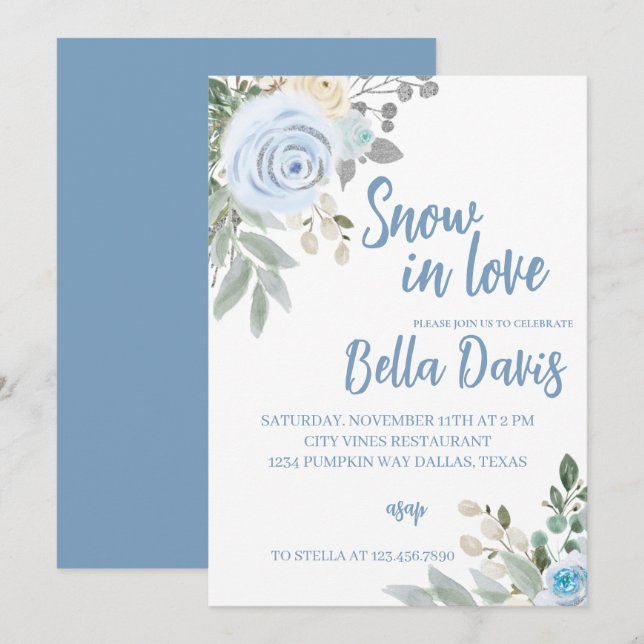 Invitación Nieve en amor Ducha de novias (Anverso / Reverso)