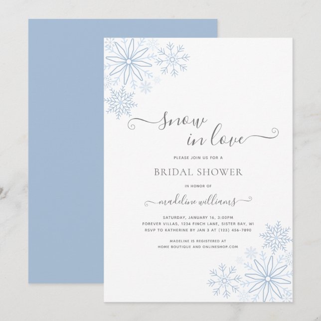 Invitación Nieve en amor Ducha de novias (Anverso / Reverso)