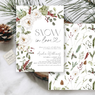 Invitación Nieve en amor Flores Blancas Pine Winter