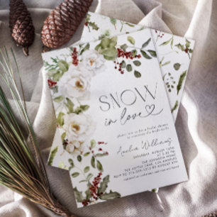 Invitación Nieve en amor Flores Blancas Pine Winter