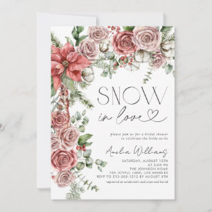 Invitación Nieve en amor Flores de invierno de pino rojo