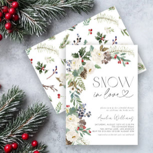 Invitación Nieve en amor Flores de invierno Evergreen