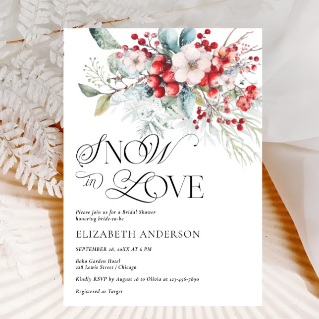 Invitación Nieve En Amor Invernal Floral Bridal Shower (Subido por el creador)