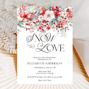Invitación Nieve en amor Invernal Red Floral Bridal Shower