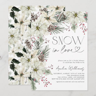 Invitación Nieve en amor Invierno de Poinsettia Blanca