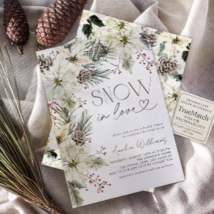 Invitación Nieve en amor Invierno de Poinsettia Blanca