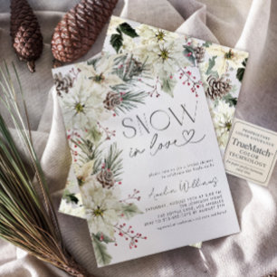 Invitación Nieve en amor Invierno de Poinsettia Blanca