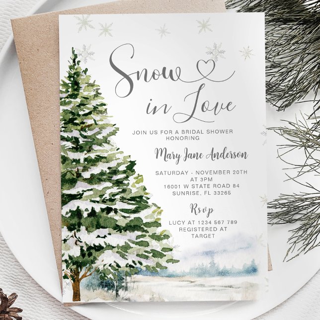Invitación Nieve en amor invierno ducha de novia evergreen (Subido por el creador)