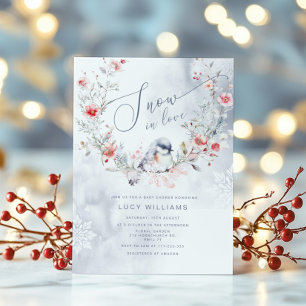 Invitación Nieve en amor moderno lluvia de nieve de invierno 