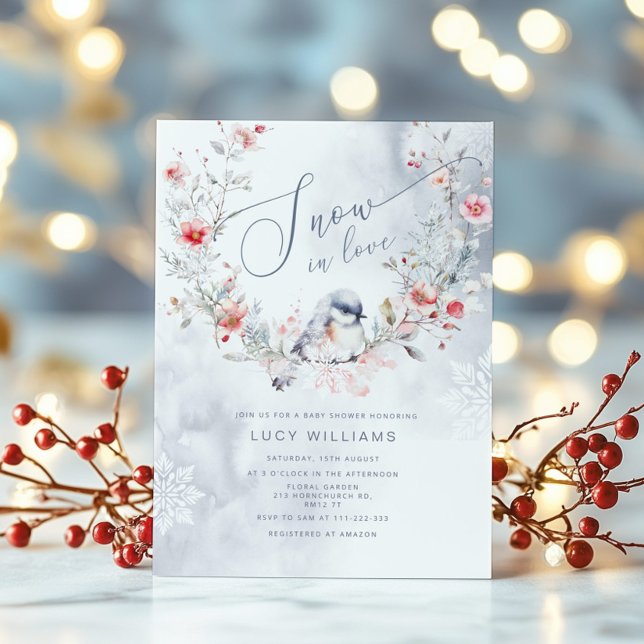 Invitación Nieve en amor moderno lluvia de nieve de invierno  (Subido por el creador)