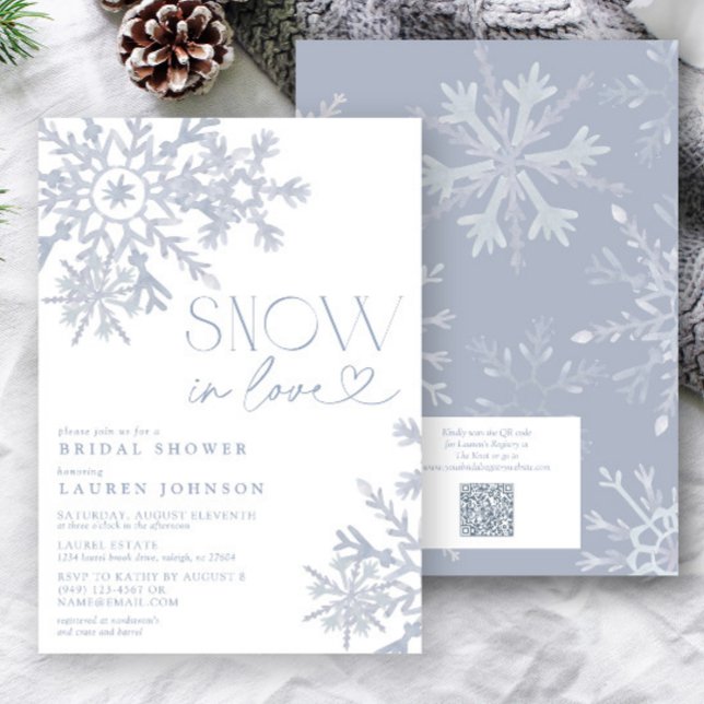 Invitación Nieve en amor QR Snowflake Winder Bridal Shower (Subido por el creador)