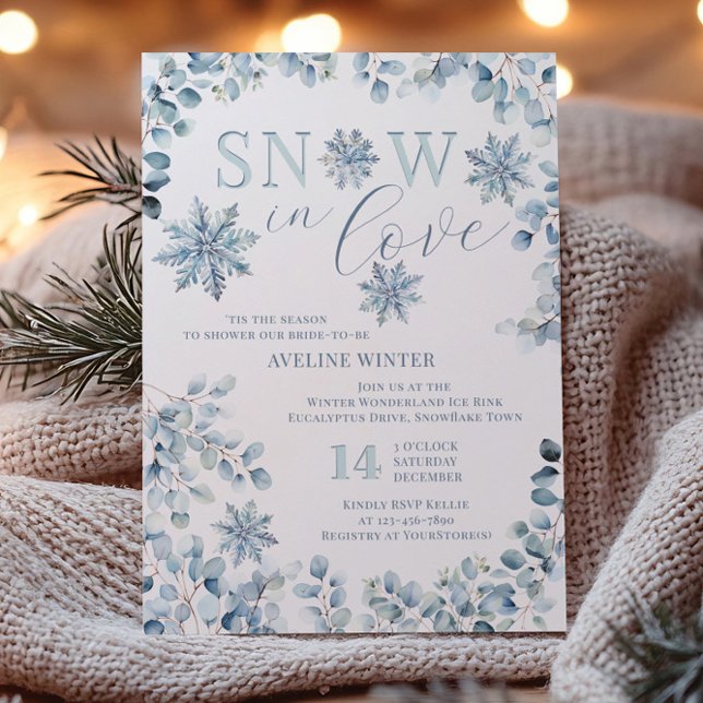 Invitación Nieve en amor tema Invierno Ducha de novias (Snow in Love winter bridal shower invitation by Darling & May)
