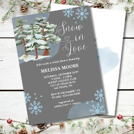 Invitación Nieve en el amor gris plateado de invierno copo de
