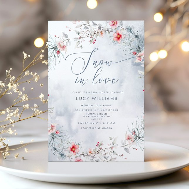 Invitación Nieve en el amor moderna polvorienta ducha de novi (Subido por el creador)
