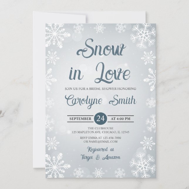 Invitación Nieve enamora Snowflakes Wind Bridal Shower (Anverso)
