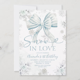 Invitación Nieve Enamorada Arco Azul Cumpleaños Copo de Nieve