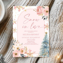 Invitación Nieve Enamorada Copo De Nieve Invierno Rosa Ducha 