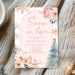 Invitación Nieve Enamorada Copo De Nieve Invierno Rosa Ducha 