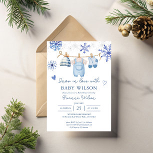 Invitación Nieve enamorada copos de nieve baby shower de invi