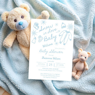 Invitación Nieve enamorada copos de nieve baby shower de invi