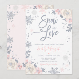 Invitación Nieve enamorada de la ducha de novias de invierno 