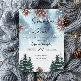 Invitación Nieve enamorada de pinos nevados ducha de novia en
