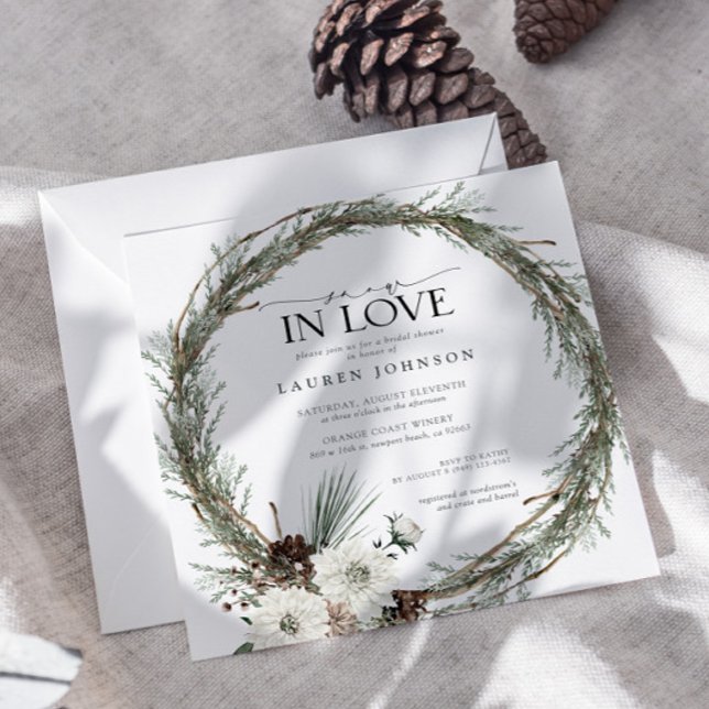 Invitación Nieve Enamorada Invernadero Ducha De Novias Evergr (Subido por el creador)