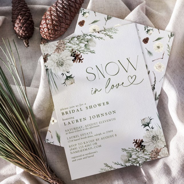Invitación Nieve Enamorada Invernadero Ducha De Novias Evergr (Subido por el creador)