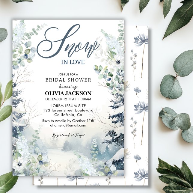Invitación Nieve enamorada invierno maravilloso azul Ducha de (Subido por el creador)