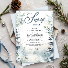 Invitación Nieve enamorada invierno maravilloso azul Ducha de