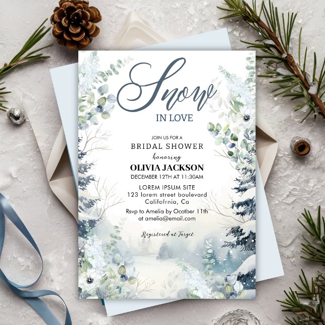 Invitación Nieve enamorada invierno maravilloso azul Ducha de (Subido por el creador)