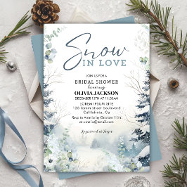 Invitación Nieve enamorada invierno maravilloso azul Ducha de