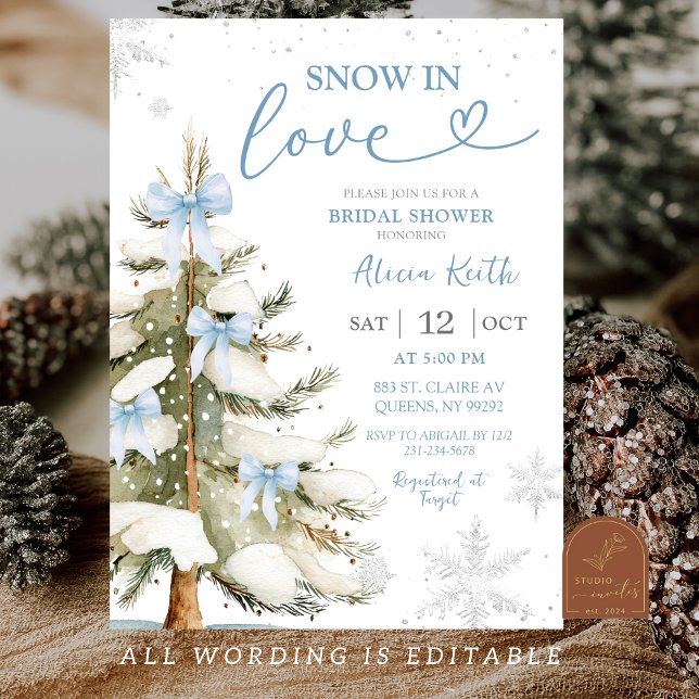 Invitación Nieve enamorada, lluvia azul de invierno, despedid (Subido por el creador)