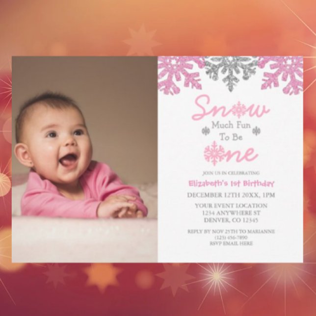 Invitación Nieve Es Muy Divertido Ser Un Primer Cumpleaños De (Subido por el creador)