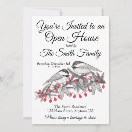 Invitación Nieve feriada para Navidades de invierno con aves 