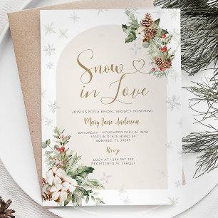 Invitación Nieve floral en navidad enamorada ducha de novias