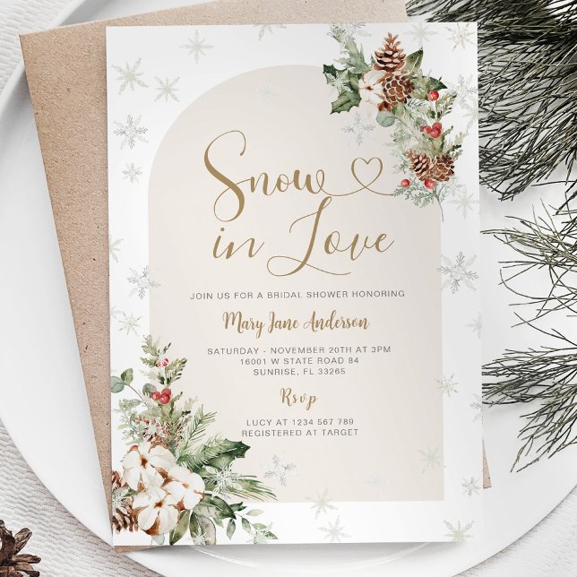 Invitación Nieve floral en navidad enamorada ducha de novias (Subido por el creador)
