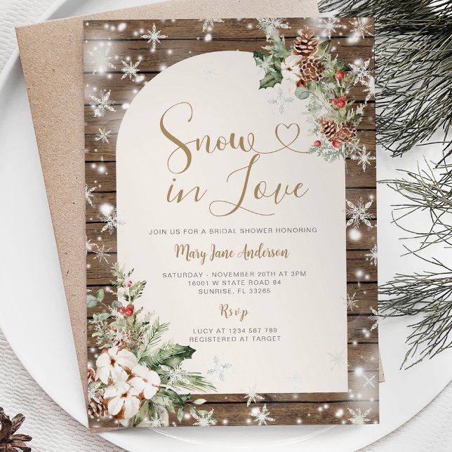 Invitación Nieve floral en navidad enamorada ducha de novias (Subido por el creador)