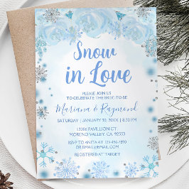 Invitación Nieve helada azul invierno Nieve en amor Ducha de 
