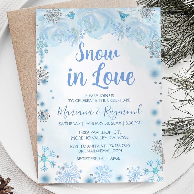 Invitación Nieve helada azul invierno Nieve en amor Ducha de  (Subido por el creador)