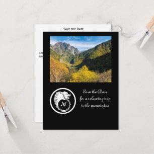 Invitación Nieve Lobo Blanco Silhourel Laurel Monograma Foto 