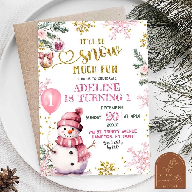 Invitación Nieve muy divertida Chica de primer cumpleaños de  (Subido por el creador)