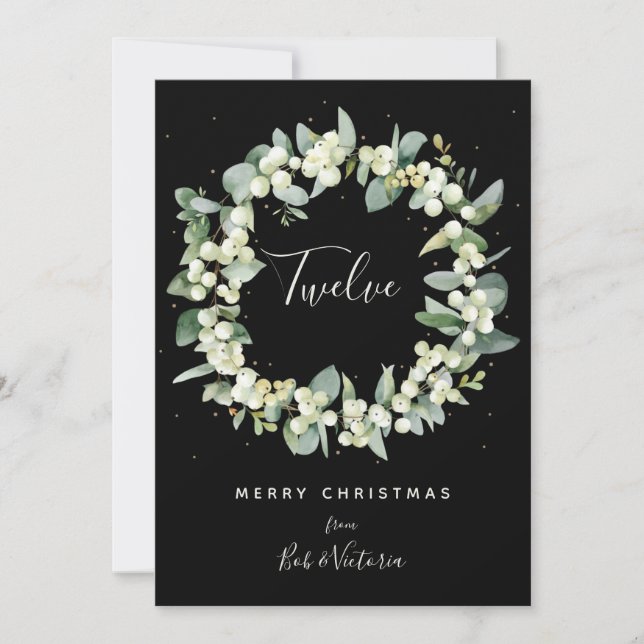 Invitación Nieve negra + Eucalyptus Número de tabla (Anverso)