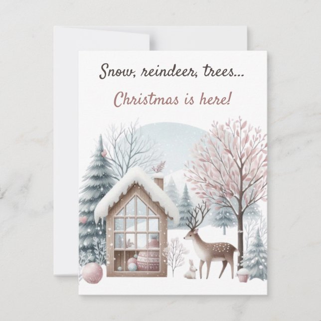Invitación ❄️ Nieve 🎄, reno, árboles... ¡Los navidades están (Anverso)